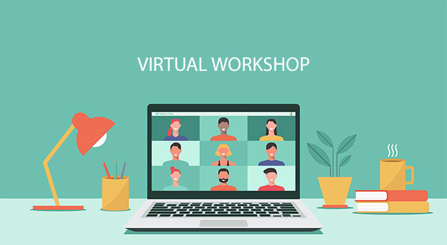 Stock photography illustration of a virtual meeting.